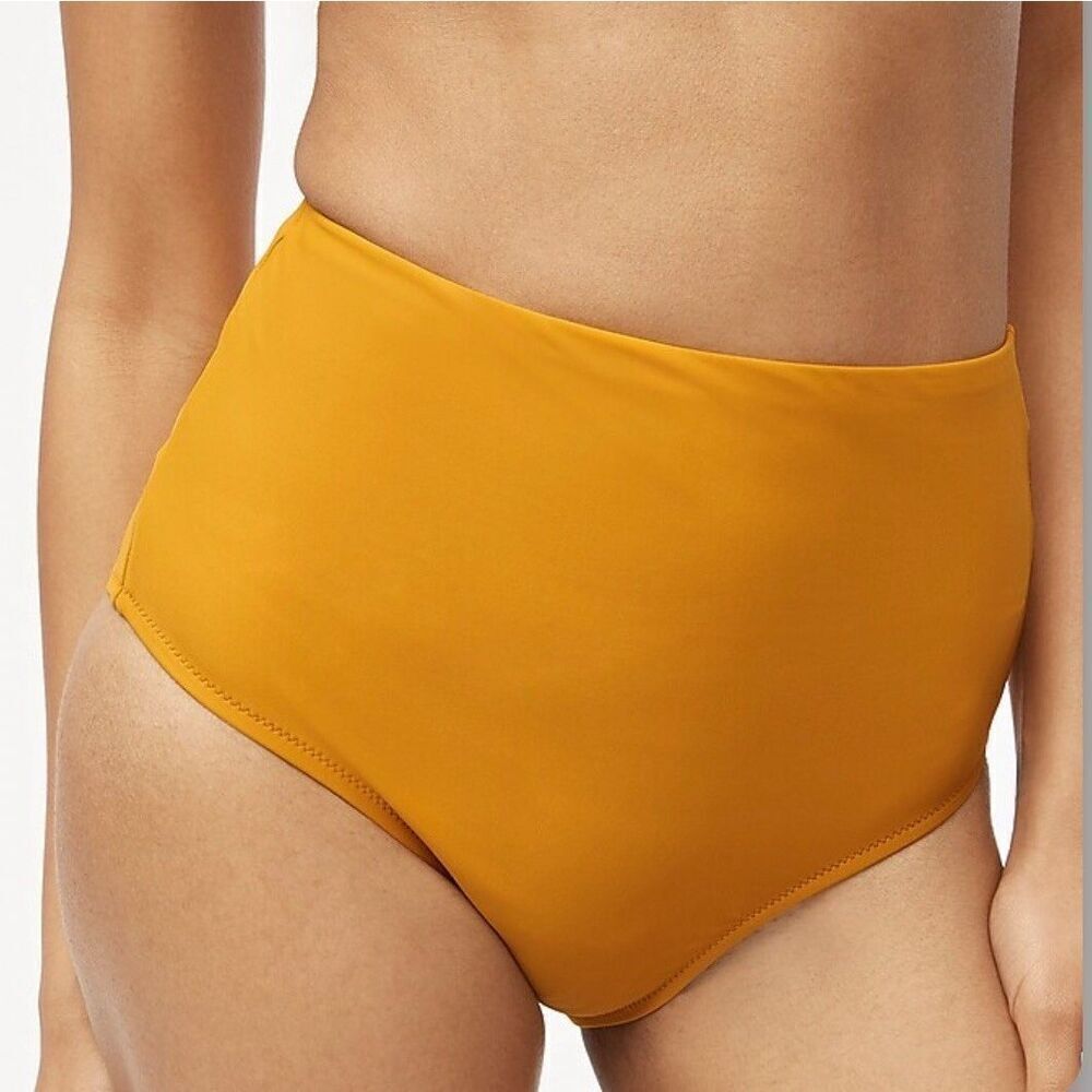 J.CREW Bikini Bottom Women Large High Waisted NEW Marigold Yellow L5768